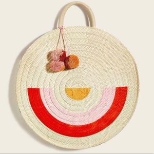 Retro rattan satchel with Pom poms